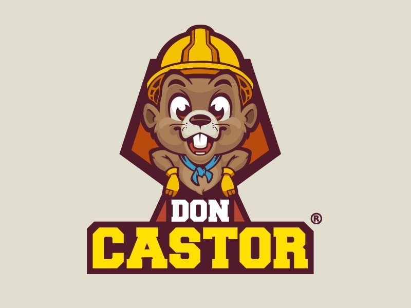 Logotipo Don Castor con casco de construcción