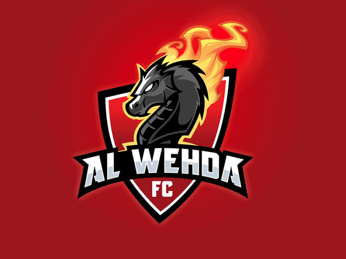 Fierce dragon mascot for Al Wehda Football Club.