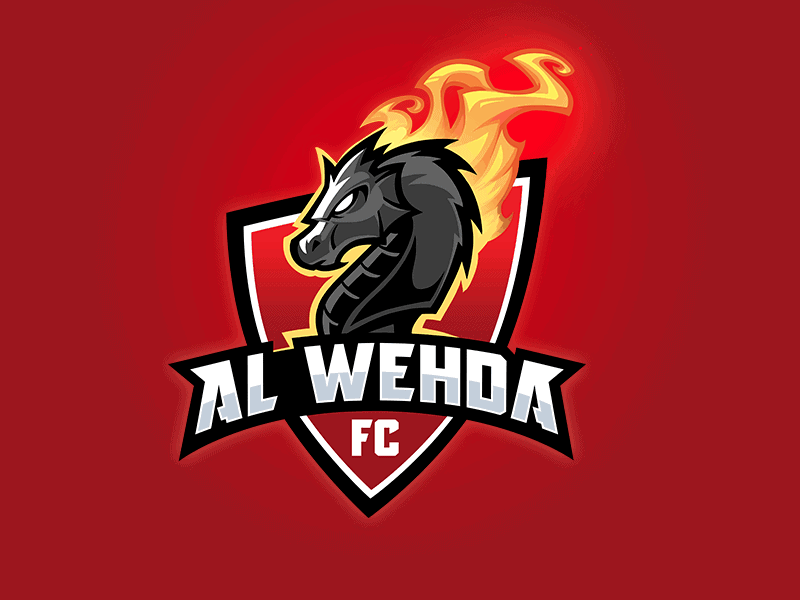 Fierce dragon mascot for Al Wehda Football Club.