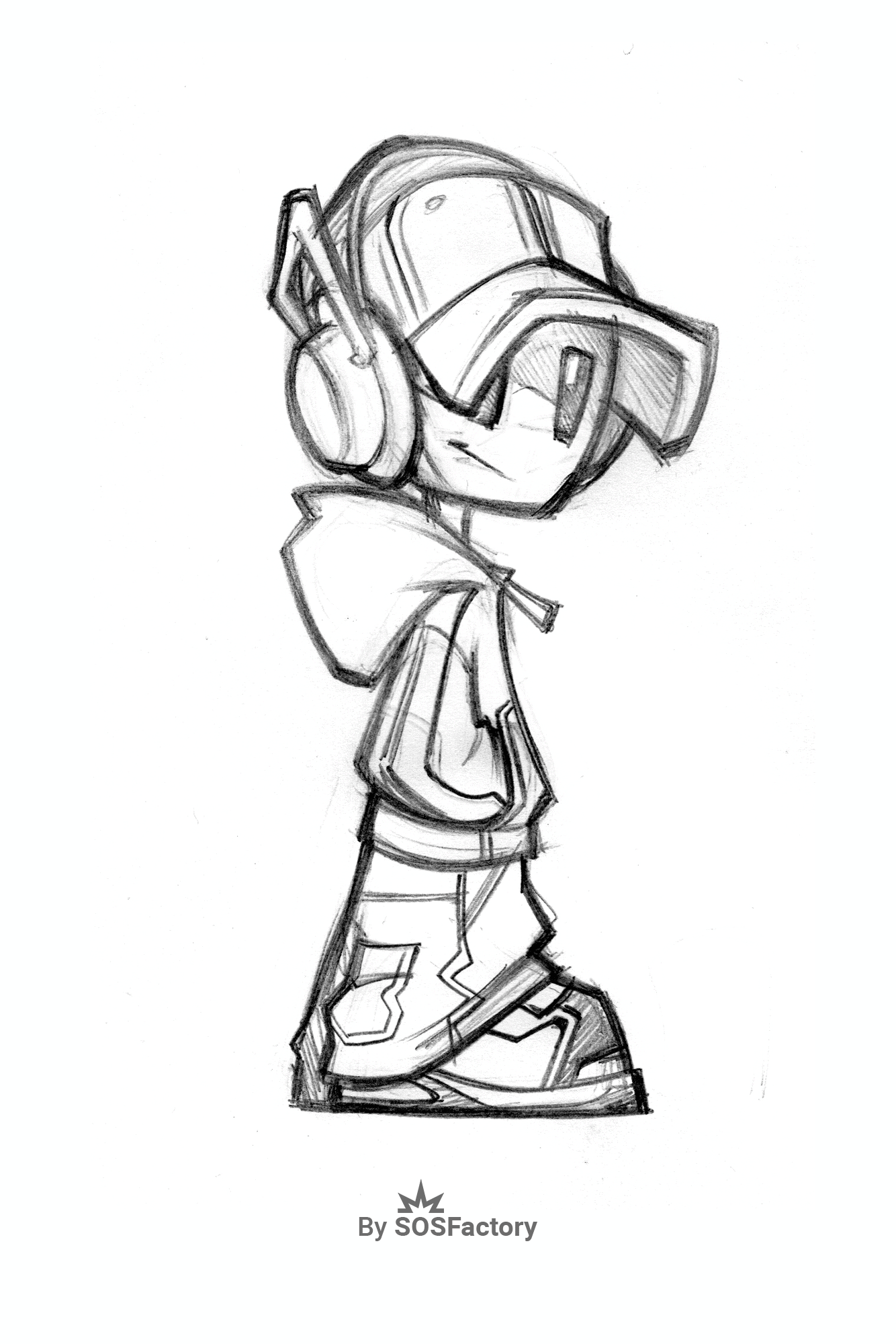 Cool cartoon boy character with headphones, showcasing urban style for drawing inspiration.